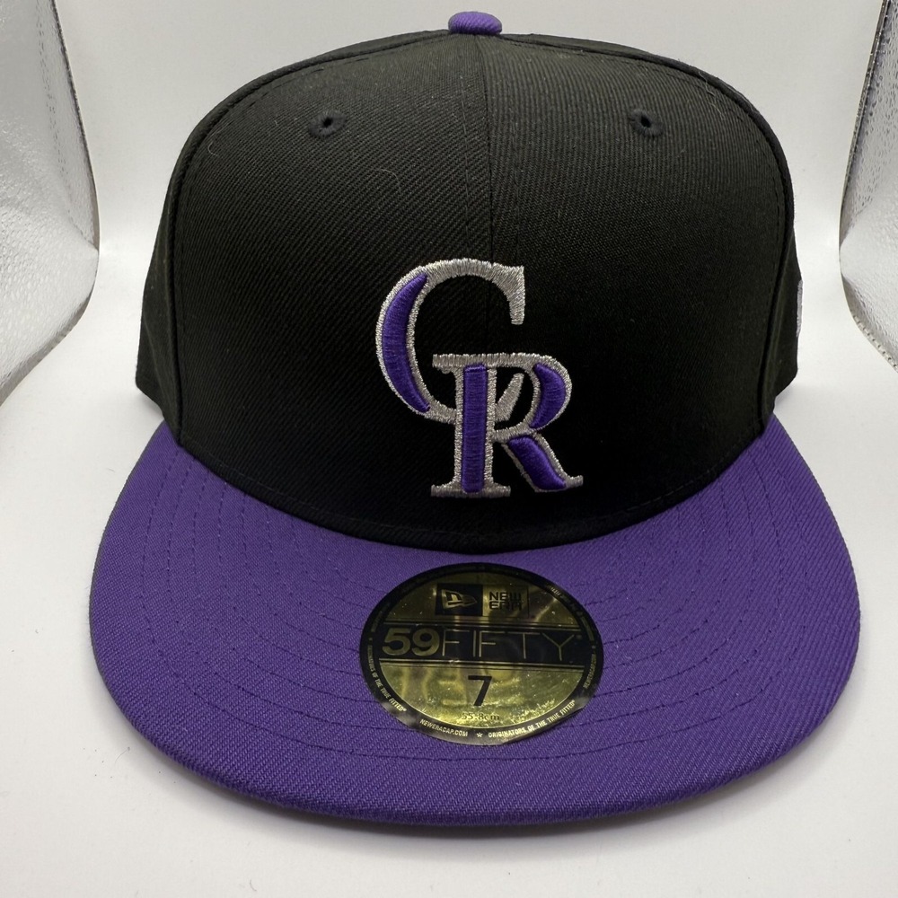 New Era 59FIFTY Colorado Rockies Classic Black/Purple‎ Fitted Hat Size 7 New
